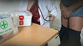 doctor sneaks blowjob on patient cock in clinic 😏 sucking hard secretly