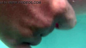 underwater fill my shaved pussy with creampie and dildo