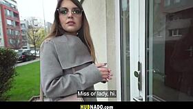 miriam flashes small natural tits and shaved pussy in garage thrill