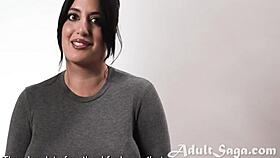 Busty arab Sarah spills secrets in steamy casting tit reveal