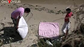 Risky Public Beach Couple Doggystyle Fuck Caught Voyeur Style