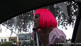 Costumed Teen Hitchhiker Banged by Huge Cock Outdoors