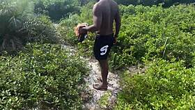 took the hotwife deep into woods for wild interracial creampie
