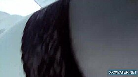 Hot hungarian teen 18+ dives underwater for shaved pussy pool teasing.