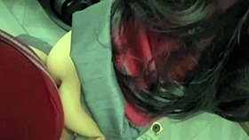 Hey check this horny Mexican schoolgirl sneaking wild fucks in the bathroom with her classmate homemade POV creampie action