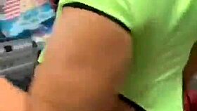 Big booty ebony teases wildly while shopping for new wig