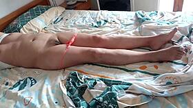 Blonde Masturbates on Beach Watching Curvy Milf on Bed