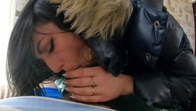 Milfycalla Deepthroats in Fur Hooded Puffer Jacket with Cumshot Preview