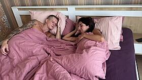a cuckold wakes to his wife getting roughly fucked and gaped by two guys
