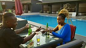 Ebony goddess meets Naija pornstar for exclusive bar sex and orgasms