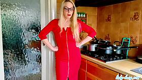 i can't stop flaunting my curves in this sexy red dress and heels oh god