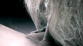 Skeleton girl Halloween horror parody deepthroats monster cock with sloppy cumshot sucking