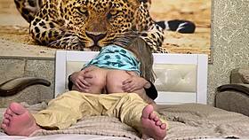 milf strokes cock then spreads wide for deep anal pounding
