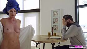 oops i meant milf strokes young guy's cock for his big date