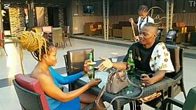 Ebony goddess meets Naija pornstar for exclusive bar sex and orgasms