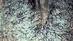 ebony babe fingers her dripping wet hairy pussy solo