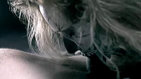 Skeleton girl Halloween horror parody deepthroats monster cock with sloppy cumshot sucking