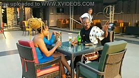 Ebony goddess meets Naija pornstar for exclusive bar sex and orgasms