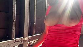 italian milf artemisia's big tits bounce wildly outdoors