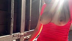italian milf artemisia's big tits bounce wildly outdoors