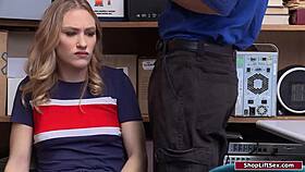 Officer, Your Huge Cock Dominates This 19yo Blonde Babe's Tight Holes In Lingerie Office Ravaging!