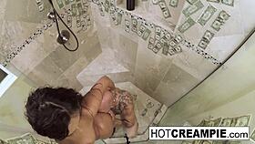 I'm fuckin' in steamy shower with cash everywhere hot!