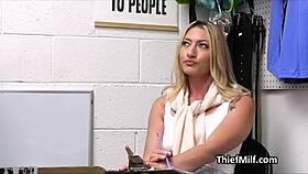 Thick Monster Cock Pounds Blonde Cougar's Throat on Office Desk Deepthroat