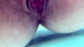 underwater fill my shaved pussy with creampie and dildo