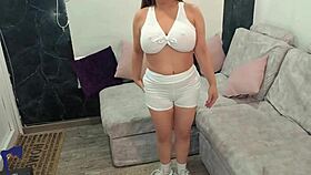 horny latina milf roommate in gym outfit gives pussy wants anal creampie on ass