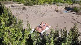 girl next door flashes hairy pussy and big natural tits to stranger on nudist beach