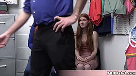 redhead milf and petite teen caught shoplifting get ROUGH cop FUCK