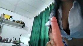 forty year old mature latina dresses as student whore sucking dildo