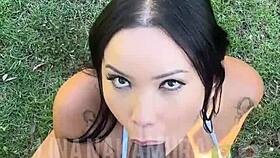 japonesa lina nakamura chupa rola preta no estacionamento ate secar tudo com seu cuzinho guloso