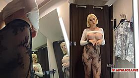 pov: you're peeking at this curvy girl testing sheer outfits in the changing room 😏