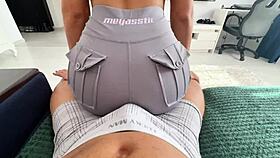 i can't resist humping my fit ass in leggings on coach's huge cock for assjob fetish