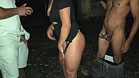 brazilian wife lalla fucks two strangers publicly while hubby watches from afar!