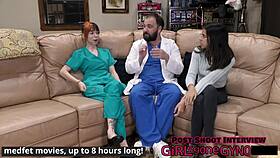 behind the scenes, perverted podiatrist ditria rose gives footjob tickling in latex gloves
