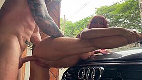 Slutty redhead chokes on deepthroat then pounded hard