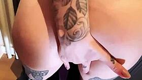 gorgeous redhead fingered hard then facefucked on knees cumshot pov