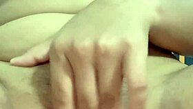 Lonely woman gropes body in solo masturbation session