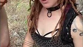 Drooling on huge cock ruins my festival outfit! Gagging deepthroat cum swallow!!