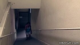 Ebony slut fingers pussy blows monster gloryhole cock