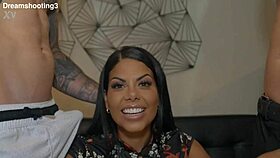 Latina waitress hangs out with BBC and his crew