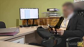 blonde needs cash for new car so she lets loan agent finger and fuck her in office