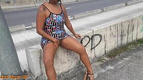 married slut flashes pussy publicly on street