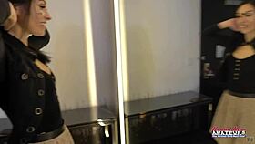Skinny brunette Ashley Wolf teases trimmed pussy with vibrating toy secrets