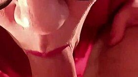 Hey, this cock-loving bitch with glasses slurps deep on homemade video