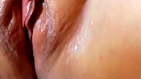 😍 Mature wife flashes her plump shaved pussy lips wide!