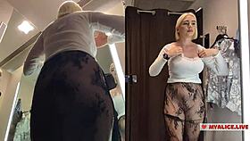 pov: you're peeking at this curvy girl testing sheer outfits in the changing room 😏