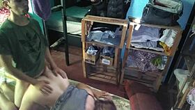 pelado bangs sexy latina amid clothing racks